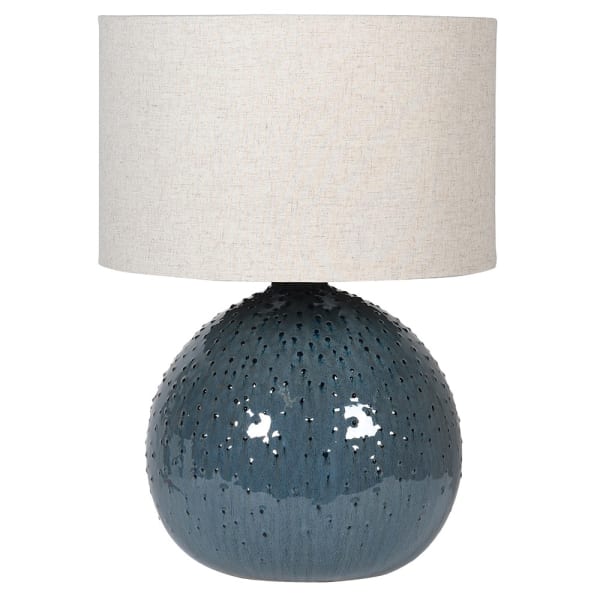 Blue Dot Ceramic Table Lamp with Linen Shade, 62x45cm
