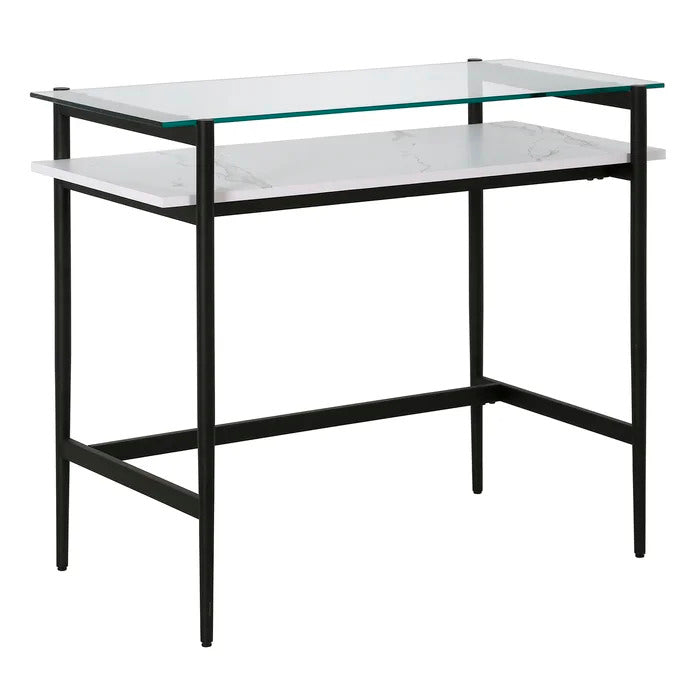 Wortham Desk, Black/Faux Marble, 76.2x91.44x45.72cm