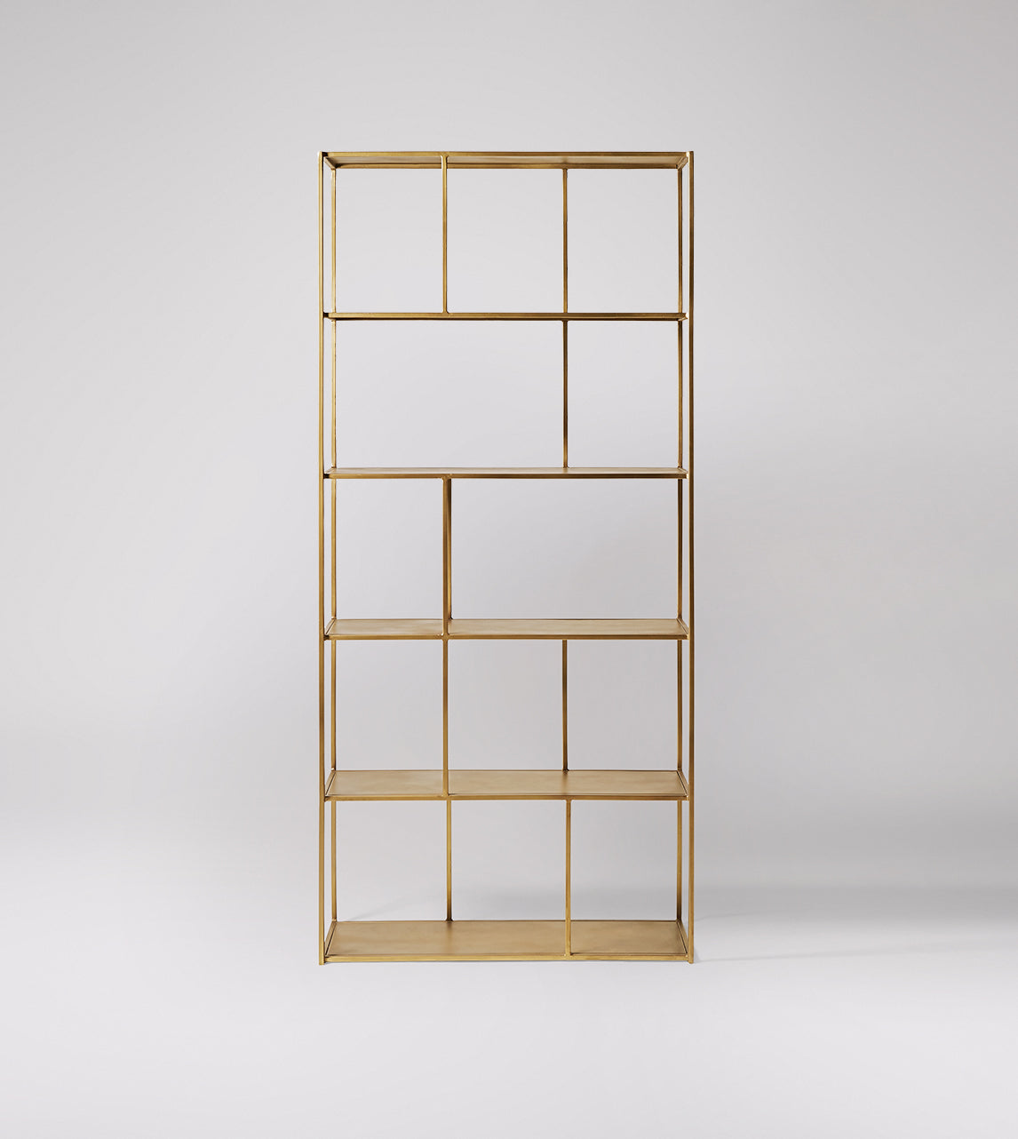 Swoon Large Aero Shelving Unit, Brass, 195x90x30cm