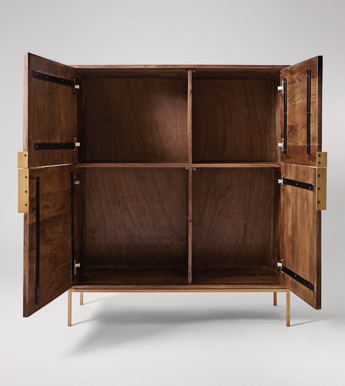 Banner Cabinet, Mango Wood & Antique Brass, 118x100x38cm
