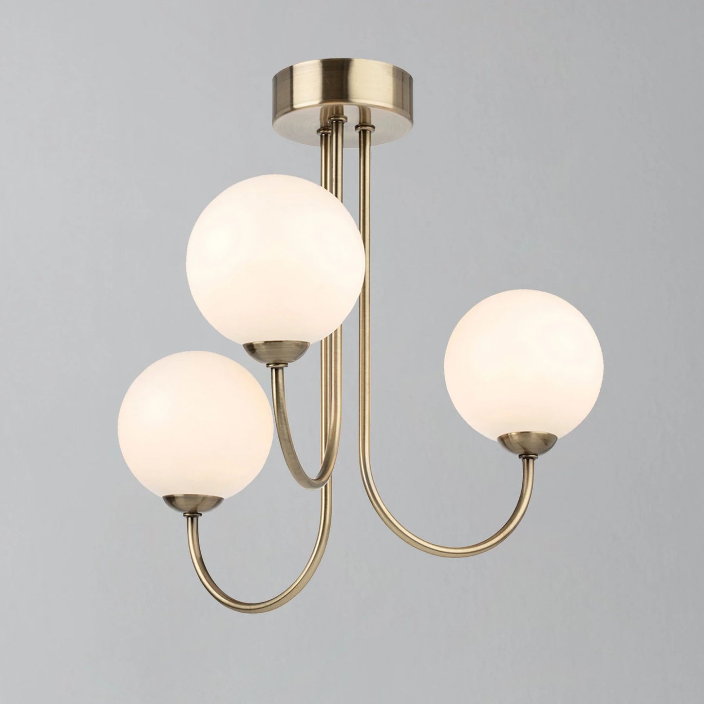 Bodel Globe Ceiling Light - 3 Antique Brass, 43x37x10cm