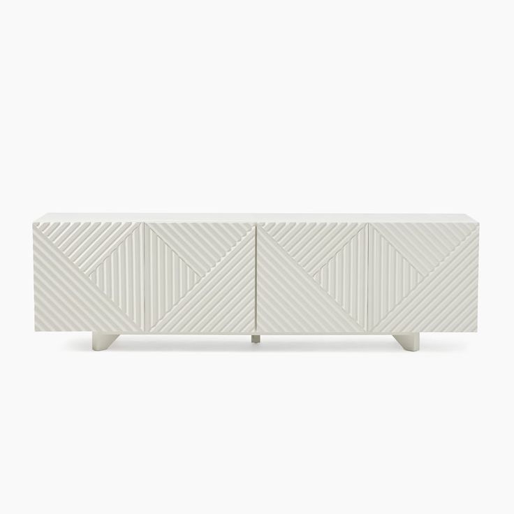 White West Elm Geometric Media Unit, 173x42x50cm