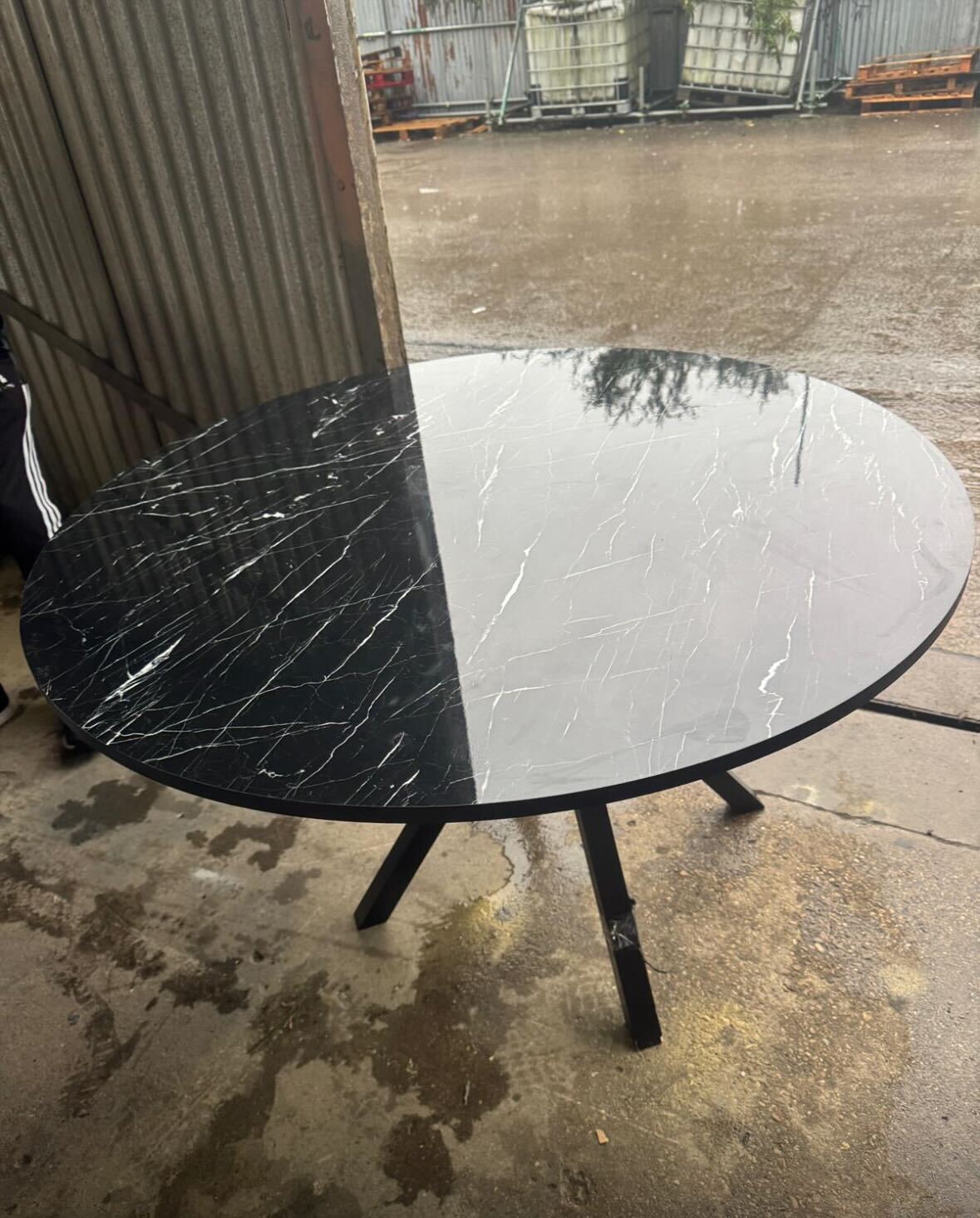 MARIEDAMM Table, black marble effect, 110x77