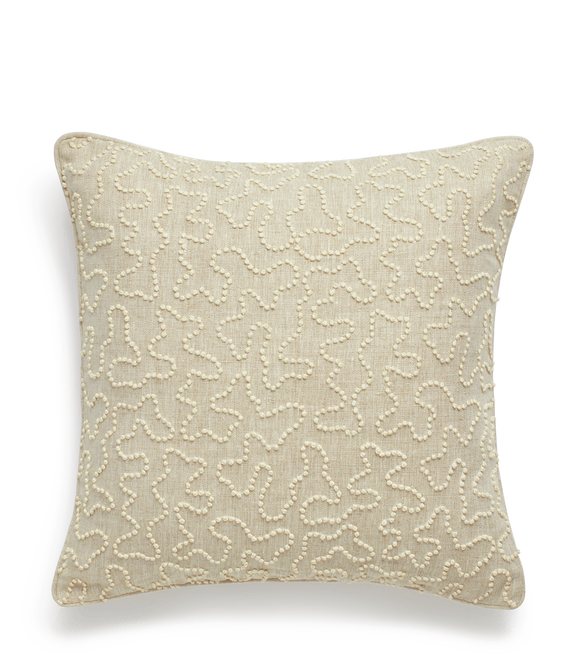 Leptoria Embroidered Cushion Cover - Chalk