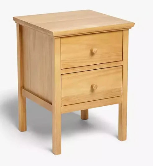 JOHN LEWIS & PARTNERS WILTON 2 DRAWER BEDSIDE TABLE SOLID WOOD, 32x31.2x55cm