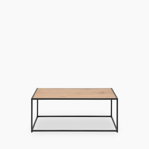 Seaford Coffee Table, Oak Effect & Black, 40x100x50cm