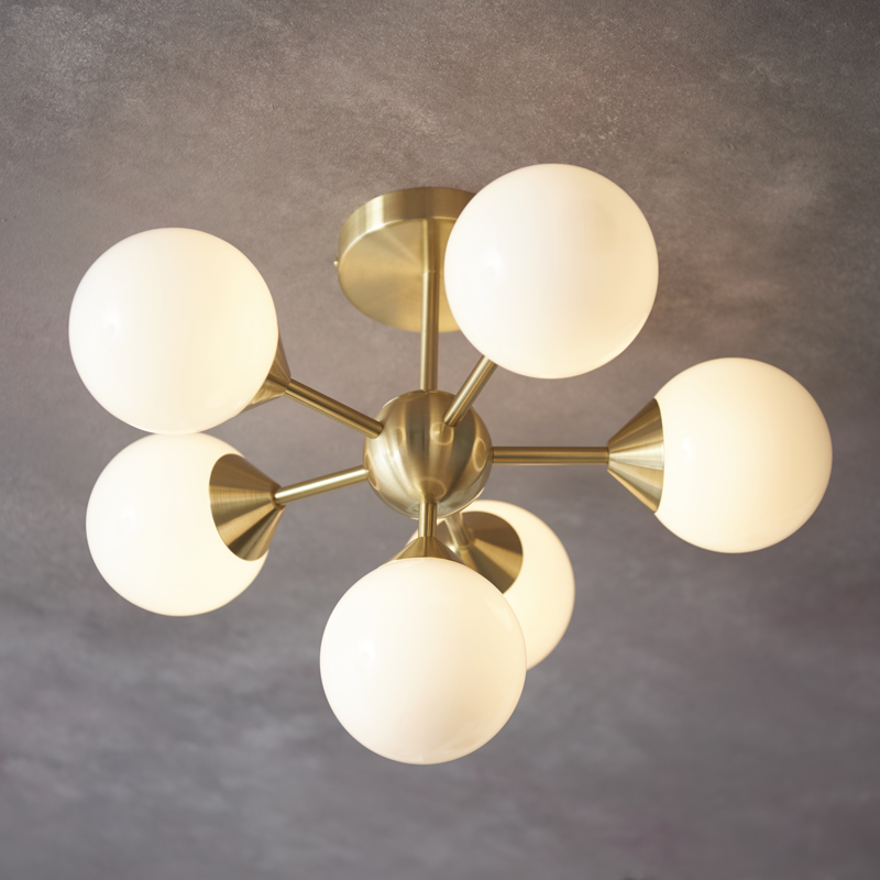 Antebi Glass Semi Flush Mount, Gold, 37x49.8cm