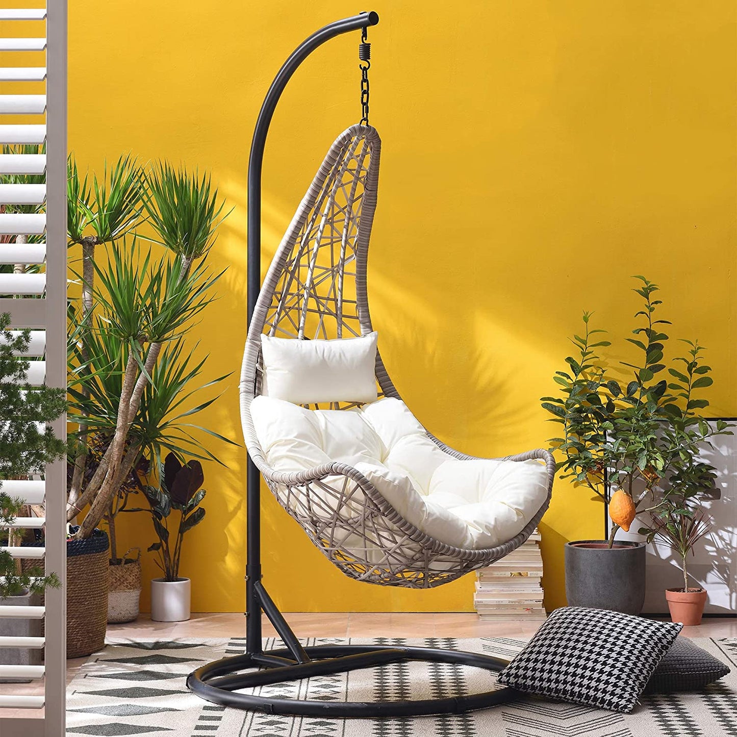 Maple Rattan Hanging Moon Chair