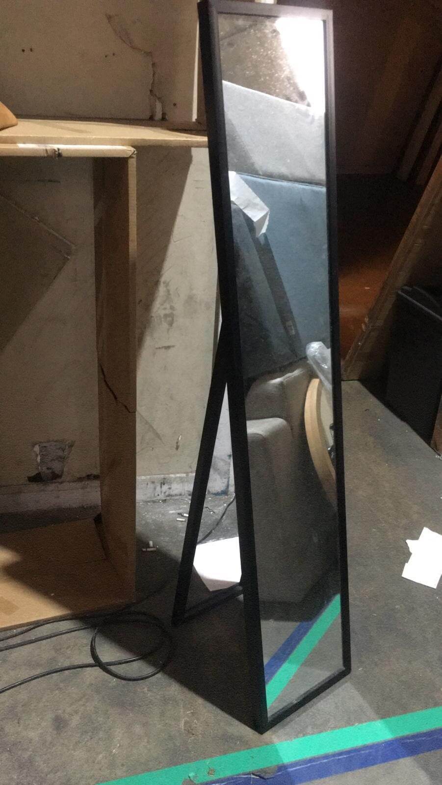 Mirror Rectangular with stand, Black, 40x150cm