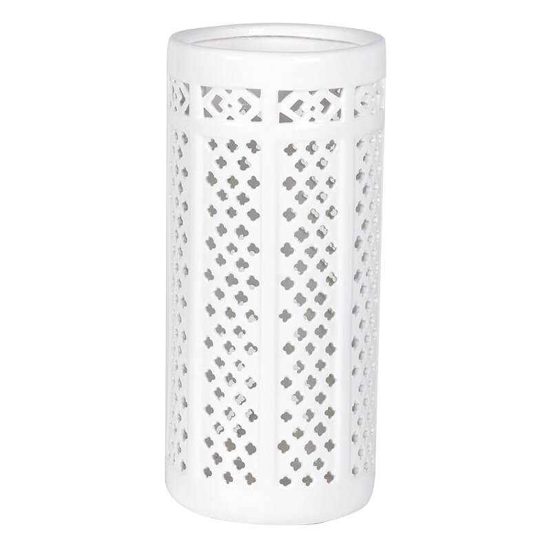 White Pierced Umbrella Stand, 0x20x43cm