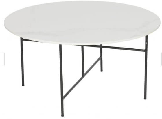 Vida coffee table with marble look tabletop white 40xø80cm