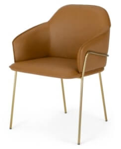 Made.com Stanley Frame Carver Dining chair, Brass and Tan, 58 x 59 x 81cm