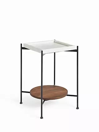 RUBIN SIDE TABLE IN MARBLE AND DARK WOOD, 0x36x51cm