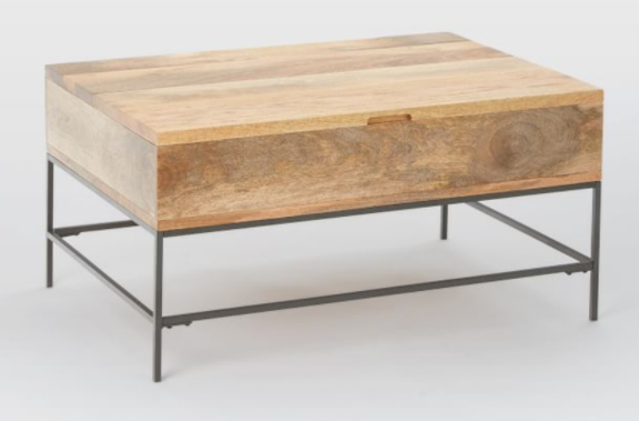 West Elm Industrial Storage Pop-Up Coffee Table, 66x91x45cm