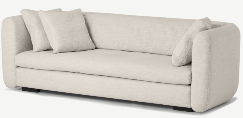MADE.COM NIKITA LARGE 3 SEATER SOFA IN IVORY BOUCLE FABRIC, 100x234x76cm