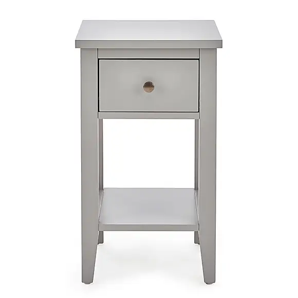 Lynton Compact Grey Slim Bedside Table, 43x70x16cm