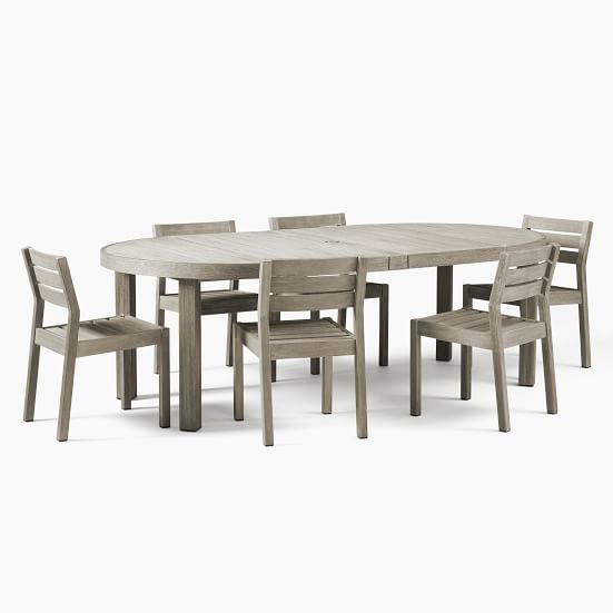Portside Garden Round Expandable Dining Table, 121.92x236.22x76.2cm