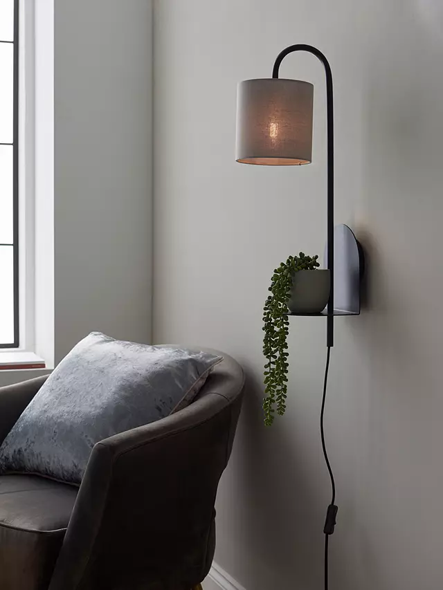 Platform Plug-In Wall Light and Shelf, 24x16x59cm
