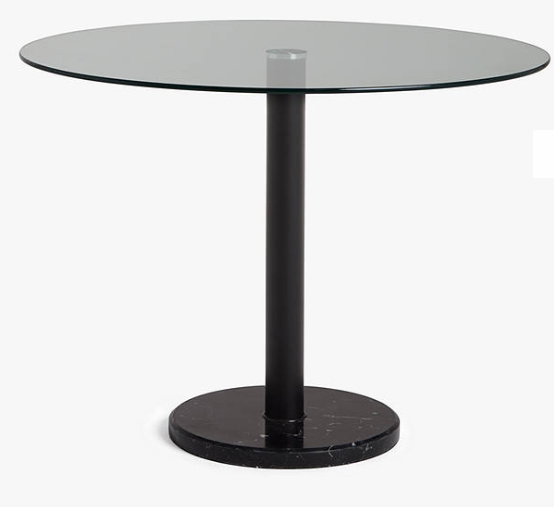 Enzo 4 Seater Glass Round Dining Table, 0x76x100cm