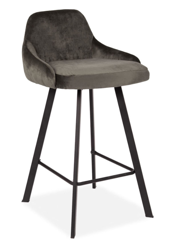 Alfa Velvet Cushioned Barstool, 86x47x47cm
