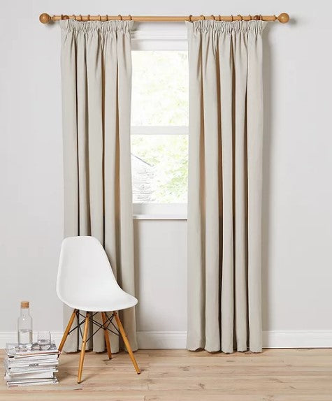 Arlo Pair Lined Pencil Pleat Curtains, Putty, W117 x Drop 228cm