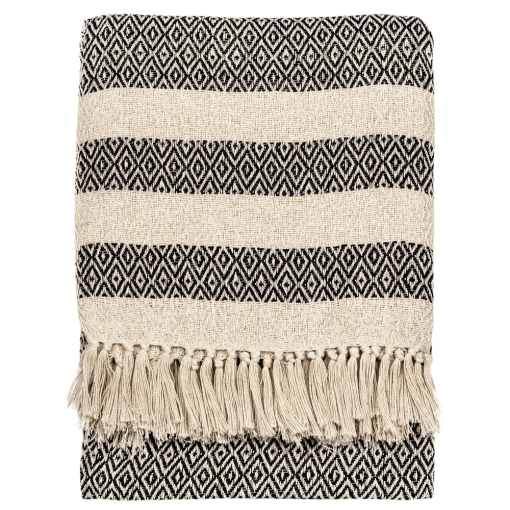 Sass & Belle Scandi Boho White Tassel Cotton Blanket Throw