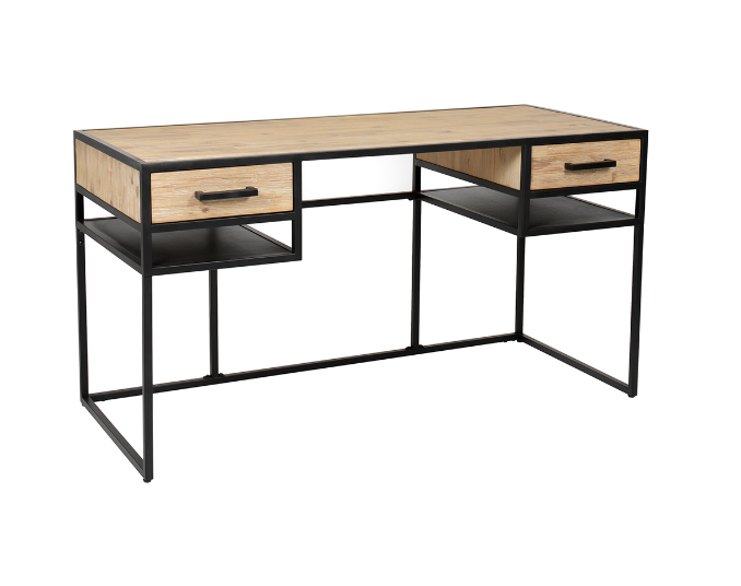 Levi Office Desk - Natural & Black, 140 X 74 X 60CM