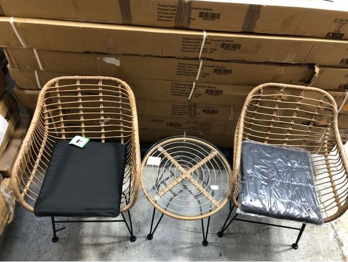 Bamboo Style Rattan 3 Piece Bistro Set