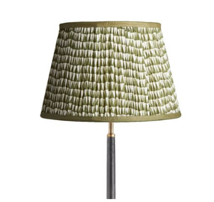 35cm Straight Empire Lampshade In Savannah Block Printed Cotton In Green