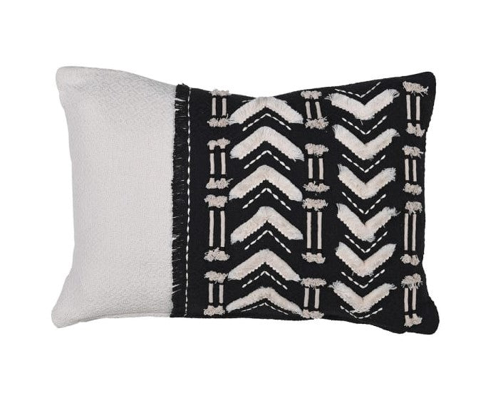 Black and Natural Bahia Cotton Cushion Cover