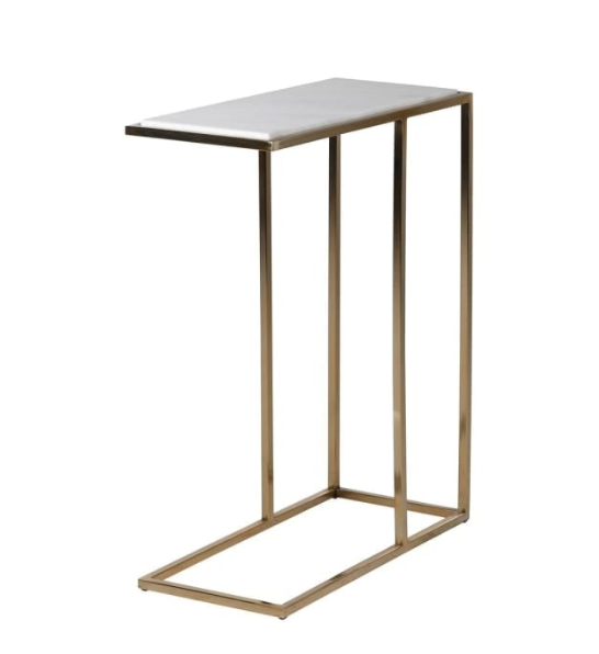 Stainless Steel and Marble Side Table, 46x22x60cm
