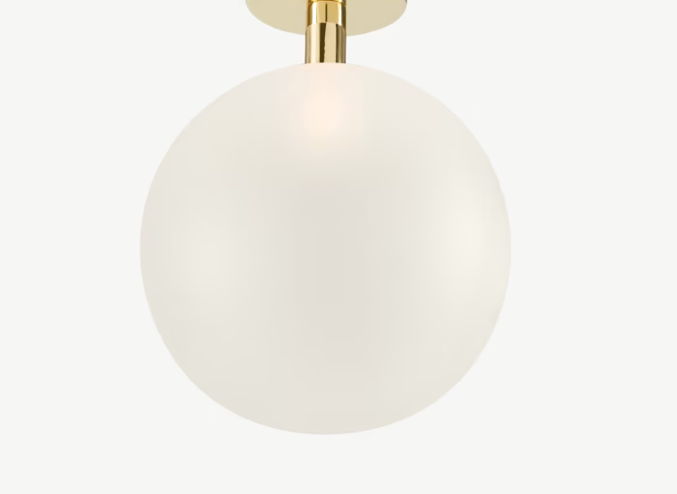 Boll Flush Ceiling Lamp, Brass & Frosted Glass