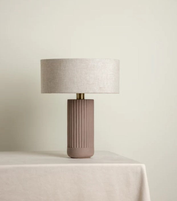 Avero - taupe ribbed concrete table lamp