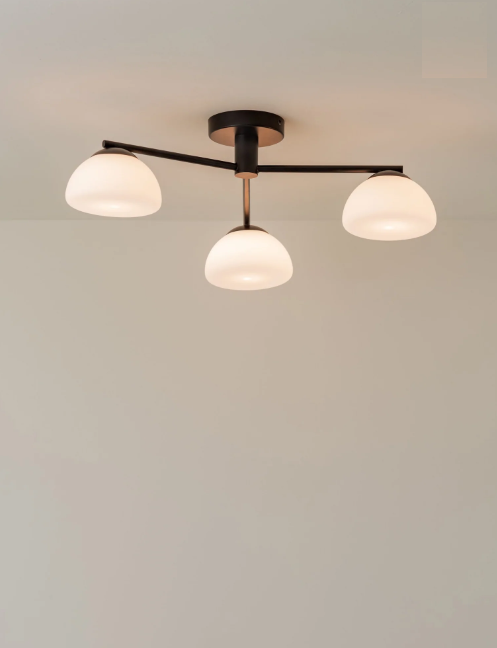 Silio - 3 Light Matt Black And Opal Flush