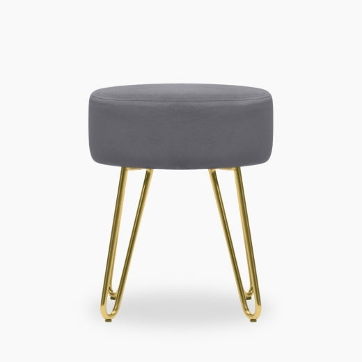 Alexa Low Stool, Grey Velvet, 36x45x36cm