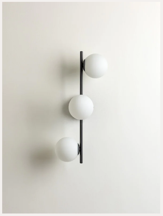Coro - 3 Light Matt Black And Opal Ceiling/Wall