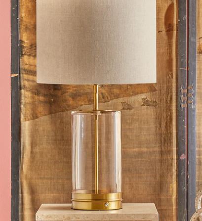 Wisteria Rechargeable Table Lamp In Glass Finished In Antique Brass