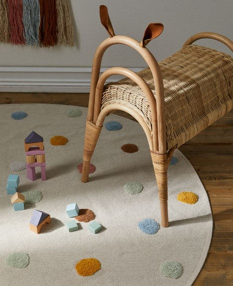 Tufted-spot Cotton Rug, Light beige/Spotted - 130cm