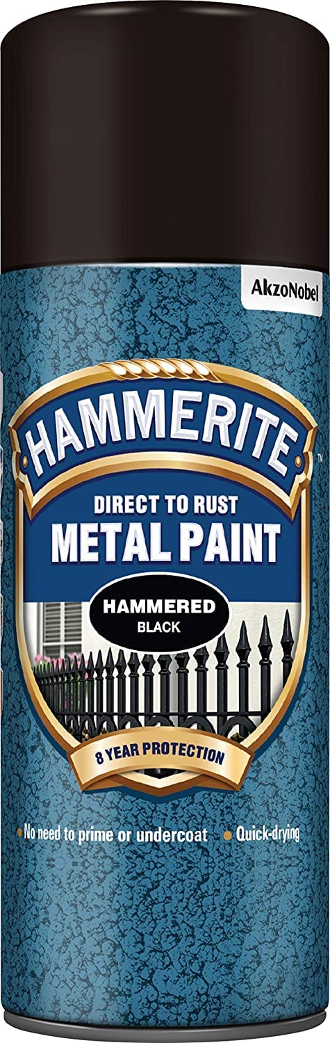 Hammerite 5084781 Metal Paint: Hammered Black 400ml (Aerosol)