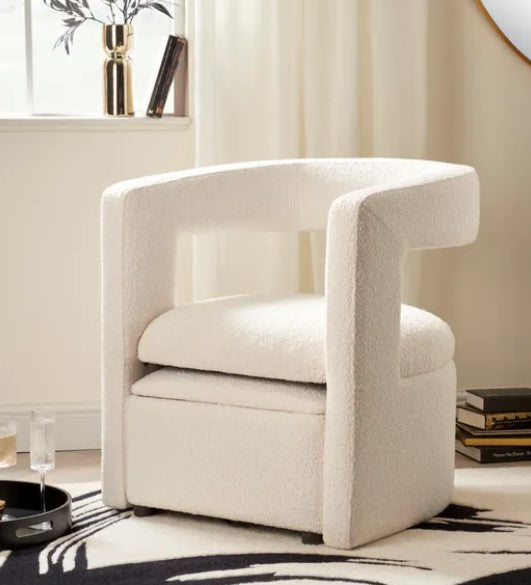 Tallie Ivory Boucle Storage Accent Chair