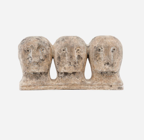 Art Piece, Ancient Head, Grey/Brown