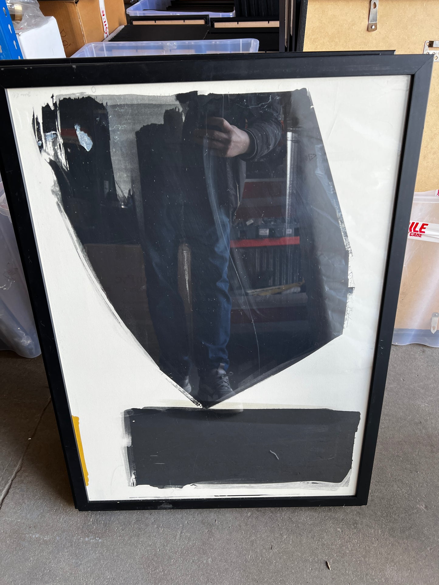 Black Block Brush, 50 x 70cm, framed