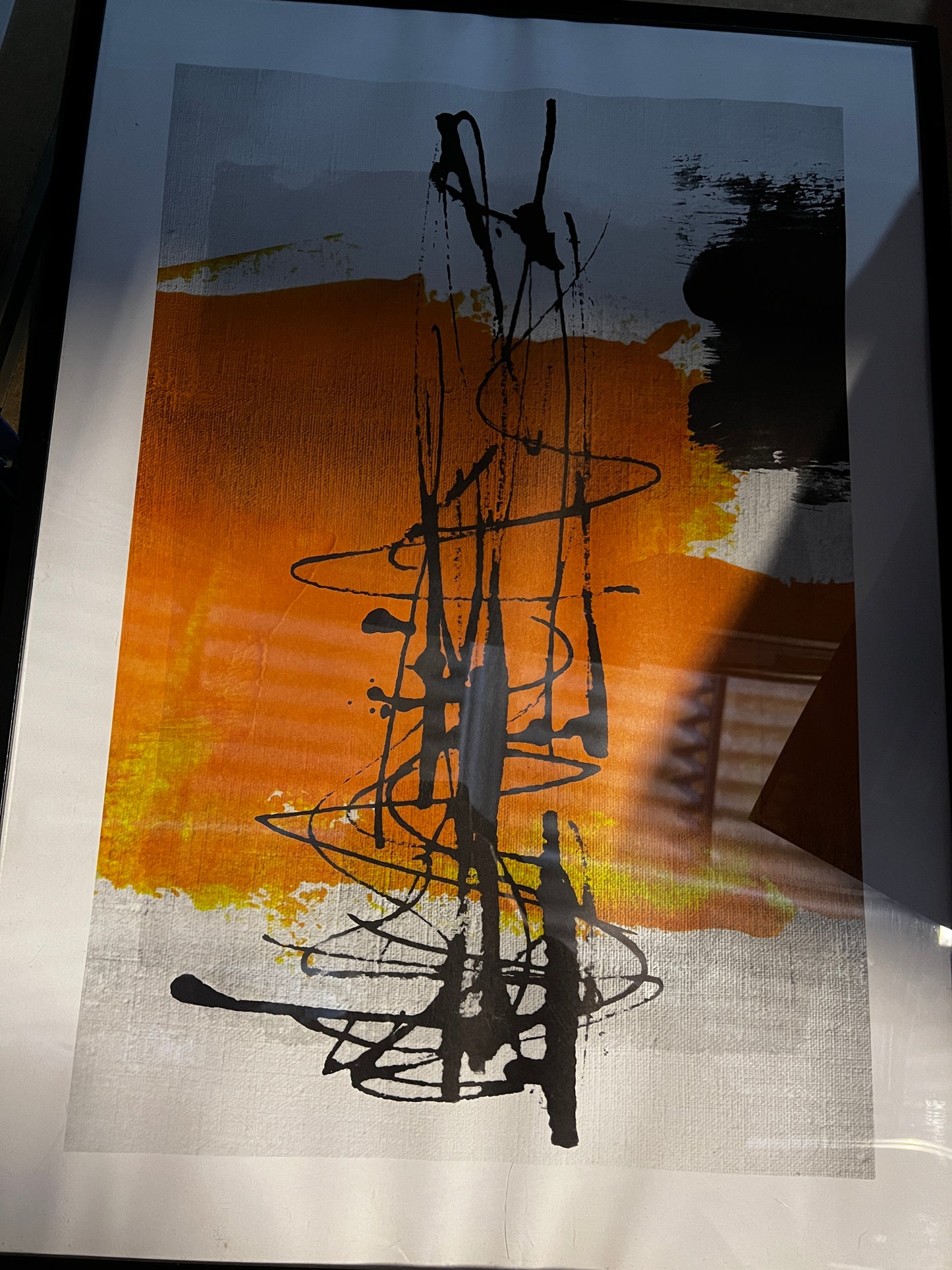 Yellow Abstract No1 Poster, 50 x 70cm, framed