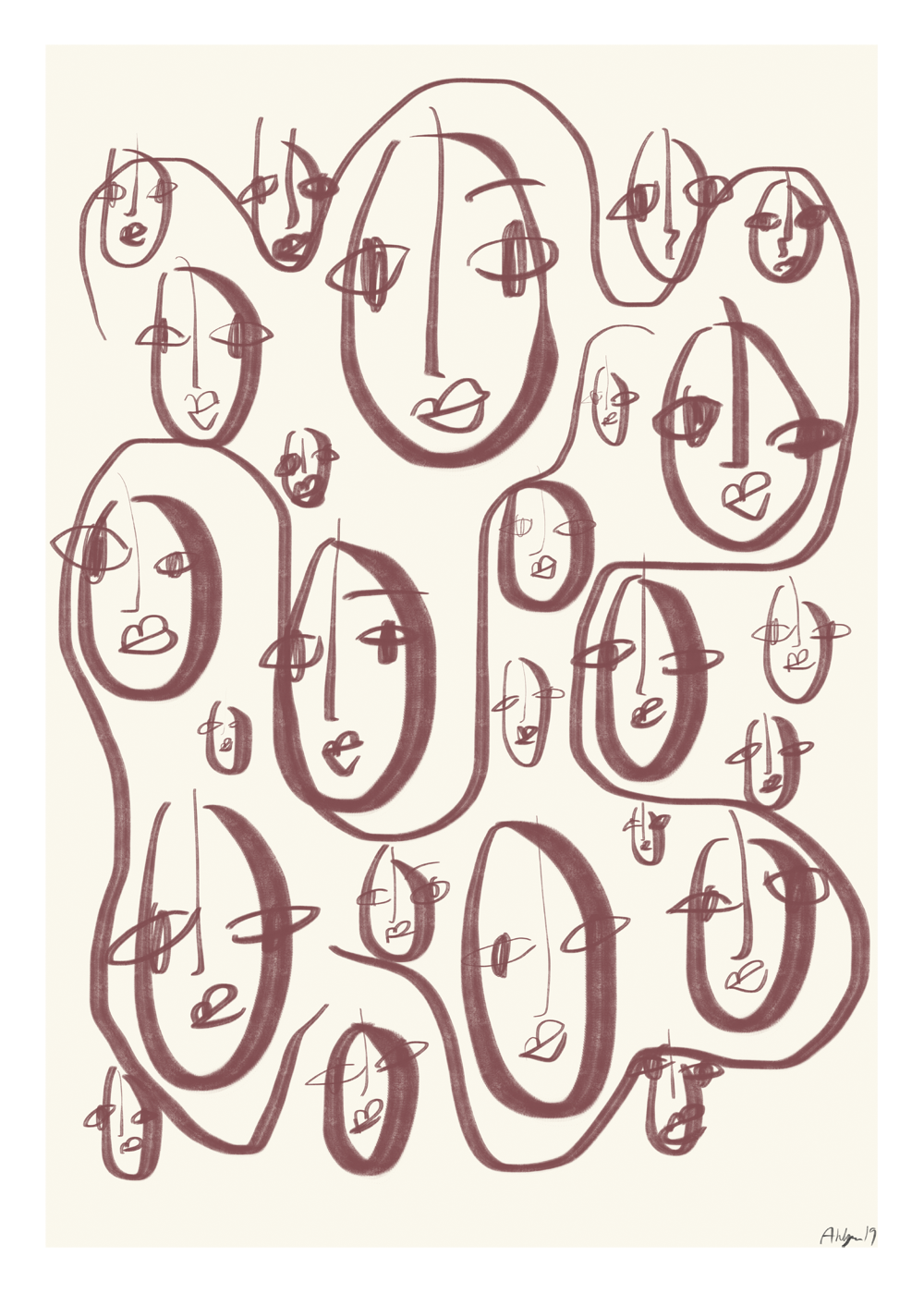 Random Faces By Robin Ahlgren 50 x 70