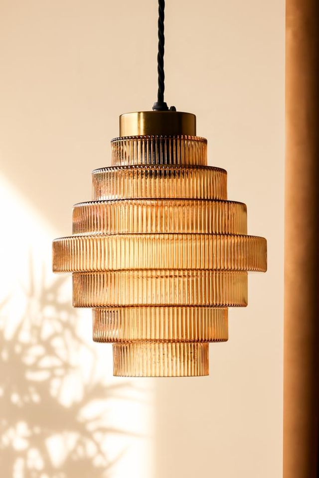 Amber Tiered Glass Easyfit Ceiling Shade, 24.5x22x22cm