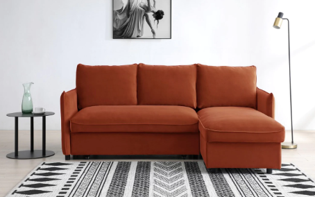 Blaire Corner Sofabed Burnt Orange, 203x157x91cm