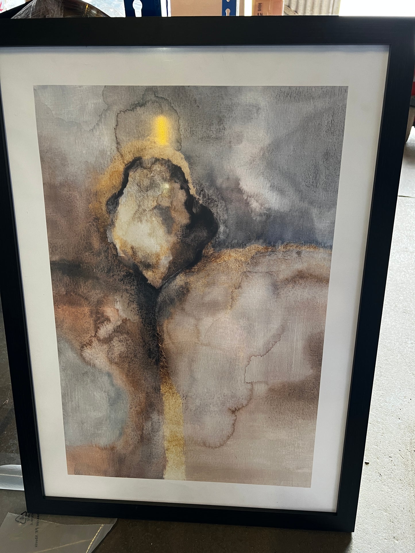 Sage and Gold Abstract, 50 x 70cm, framed