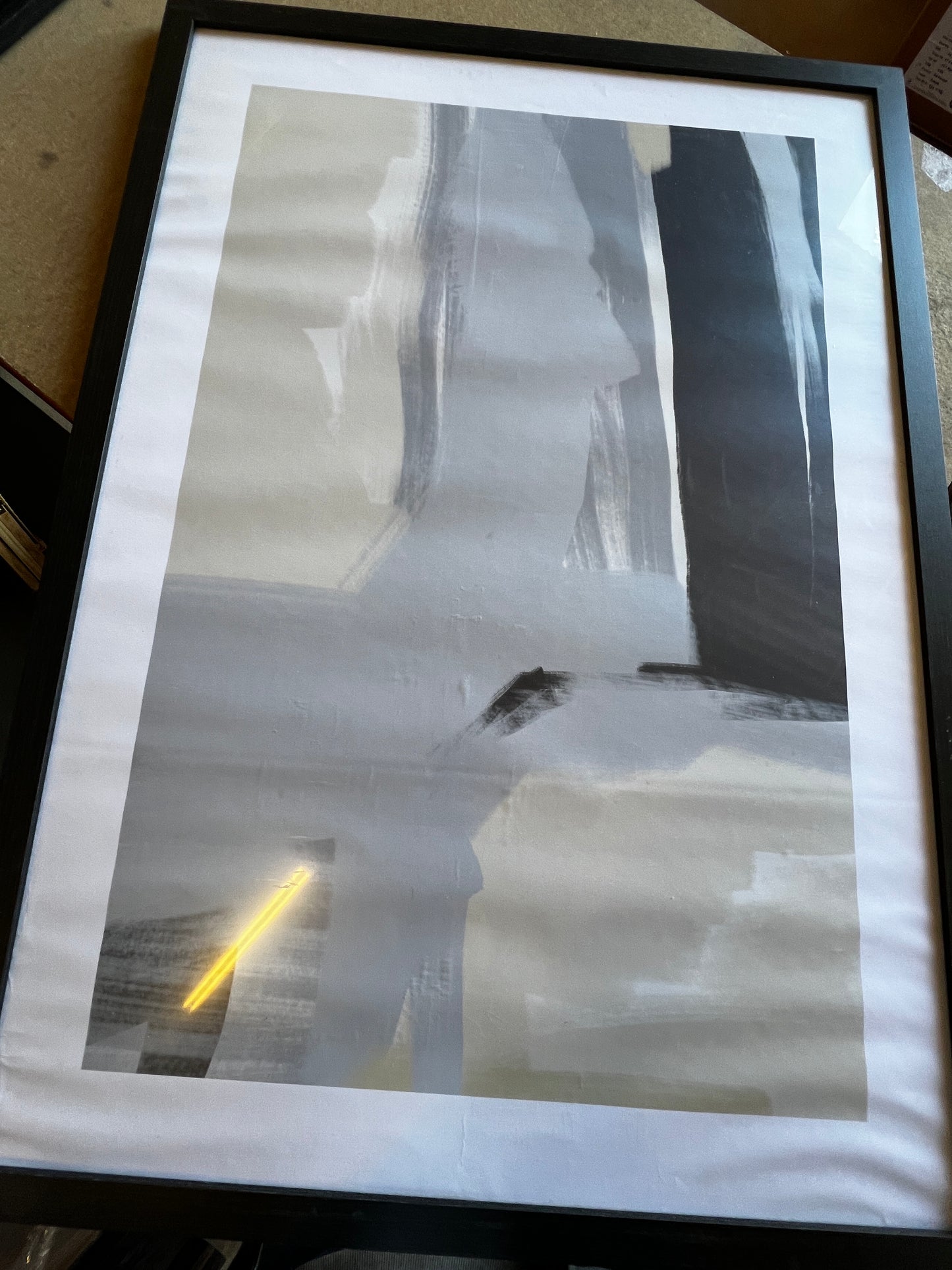 Black and Gray paint, 70 x 100cm, framed