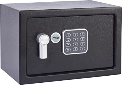 Yale YSV/200/DB2 Small Value Safe, Digital Keypad, LED Light Indicators, Steel Locking Bolts, Emergency Override Key, Wall And Floor Fixings, Black Finish, 8 Litre Capacity 20 x 31 x 20 cm