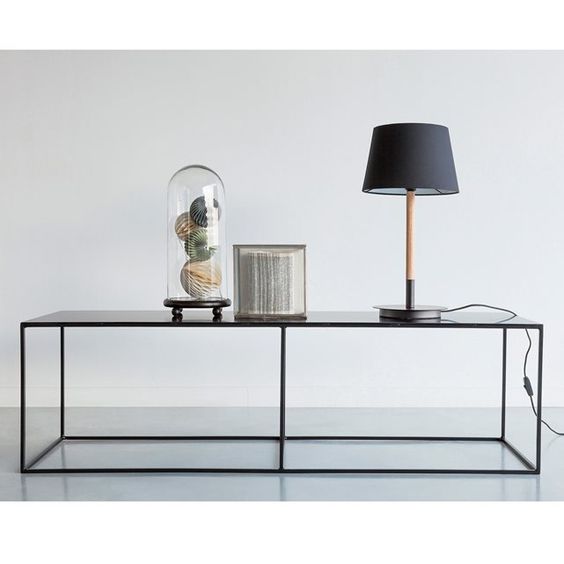 Romy Black Metal Bench Table, 40x140x40cm